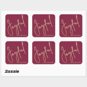 Goud JOYFUL op Cranberry Kerstmis Vierkante Sticker (Vel)