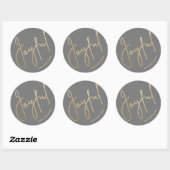 Goud JOYFUL op Grijze Kerstmis Ronde Sticker (Vel)