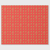 Goud JOYFUL op Rode Kerst Cadeaupapier (Vlak)