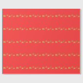 Goud JOYFUL op Rode Kerst Cadeaupapier (Vlak)