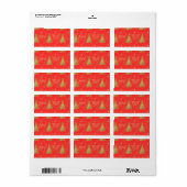 Goud JOYFUL op Rode Kerst Etiket (Full Sheet)