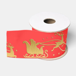 Goud JOYFUL op Rode Kerst Grosgrain Lint
