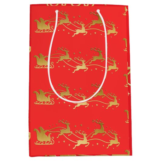 Goud JOYFUL op Rode Kerst Medium Cadeauzakje (Voorkant)