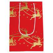 Goud JOYFUL op Rode Kerst Medium Cadeauzakje (Achterkant)
