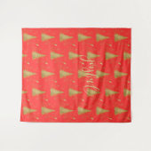 Goud JOYFUL op Rode Kerst Wandkleed (Voorkant (horizontaal))