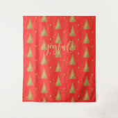 Goud JOYFUL op Rode Kerst Wandkleed (Voorkant)
