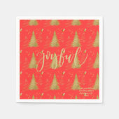 Goud JOYFUL op Rode Kerstfeestviering  Servet (Voorkant)