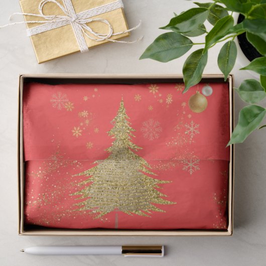 Goud JOYFUL op Rode Kerstmis Tissuepapier (Geschenk)