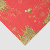 Goud JOYFUL op Rode Kerstmis Tissuepapier (Detail)