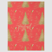 Goud JOYFUL op Rode Kerstmis Tissuepapier (Voorkant)