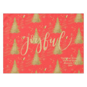 Goud JOYFUL op Rood Kerstfeest Tafelkleed (Voorkant (Horizontaal))