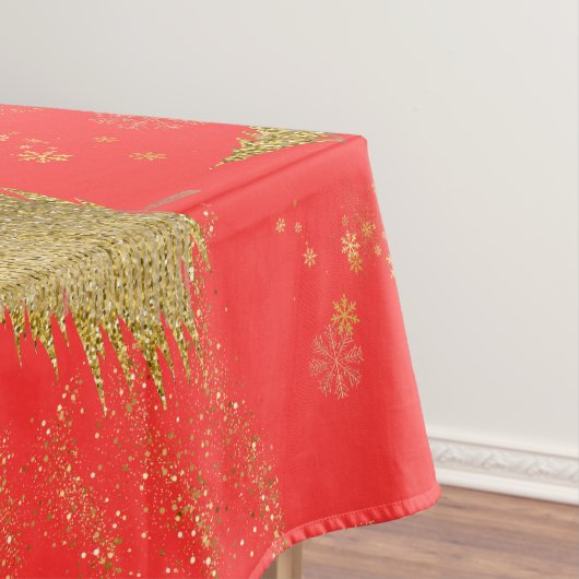 Goud JOYFUL op Rood Kerstfeest Tafelkleed (Voorbeeld)