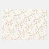 Goud JOYFUL op Wit Inpakpapier Vel (Voorkant 3)