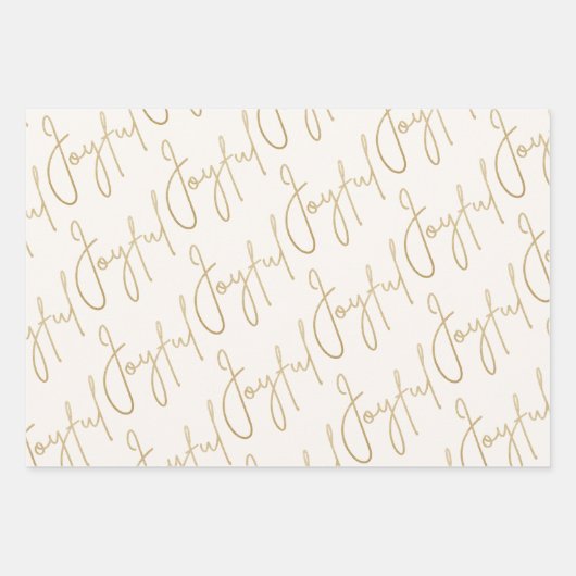 Goud JOYFUL op Wit Inpakpapier Vel (Voorkant 3)