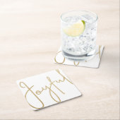 Goud JOYFUL op Witte Kerstmis Kartonnen Onderzetters (Insitu)