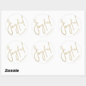 Goud JOYFUL op Witte Kerstmis Ronde Sticker (Vel)