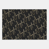 Goud JOYFUL op zwart Inpakpapier Vel (Voorkant 2)