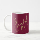 Goud JOYFUL Script op Cranberry Koffiemok (Links)