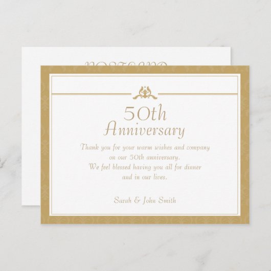 Goud Jubileum Dank u Briefkaart (Voorkant / Achterkant)