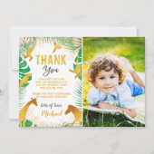 Goud Jungle Dieren Foto Verjaardag Dank Je Kaart (Voorkant)