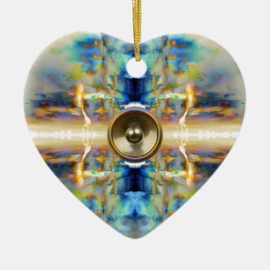 Goud kalidoscoop muziekluidspreker keramisch ornament (Voorkant)