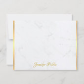Goud Kalligrafeerde Monogram Marmer Moderne Sjablo Notitiekaartje (Achterkant)