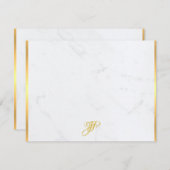 Goud Kalligrafeerde Monogram Marmer Moderne Sjablo Notitiekaartje (Voorkant / Achterkant)