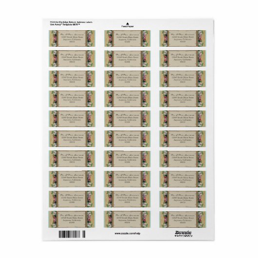 Goud & Kant Classic Formele Elegante Huwelijksadre Etiket (Full Sheet)