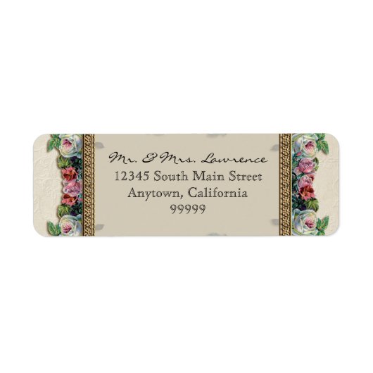 Goud & Kant Classic Formele Elegante Huwelijksadre Etiket (Voorkant)