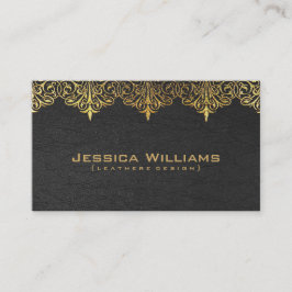 Goud Kant  zwart leder Visitekaartje
