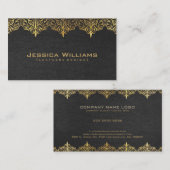 Goud Kant  zwart leder Visitekaartje (Voorkant / Achterkant)