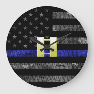 (Goud) Kapitein Thin Blue Line Distress Vlag Grote Klok