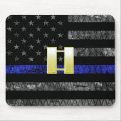 (Goud) Kapitein Thin Blue Line Distress Vlag Muismat (Voorkant)