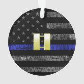 (Goud) Kapitein Thin Blue Line Distress Vlag Ornament (achterkant)