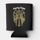 Goud katholiek kruis met vleugels blikjeskoeler (Achterkant)