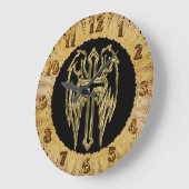 Goud katholiek kruis met vleugels grote klok (Hoek)