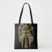 Goud katholiek kruis met vleugels tote bag (Voorkant)