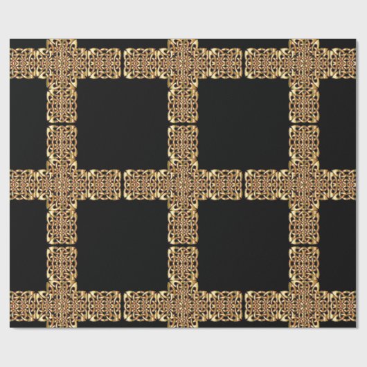 Goud Keltisch Cross Wrapping Papier (Vlak)