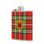 GOUD KELTISCH HART MET RODE RUBY OP SCHOTSE TARTAN HEUPFLES (Links)