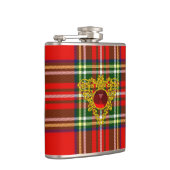 GOUD KELTISCH HART MET RODE RUBY OP SCHOTSE TARTAN HEUPFLES (Rechts)