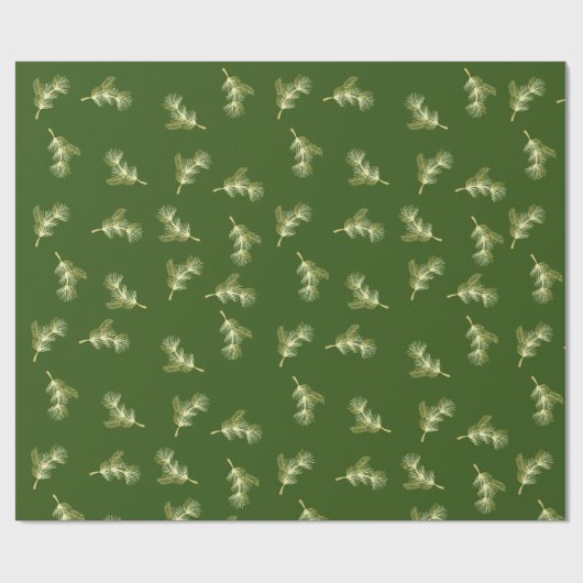 Goud kerstblad cadeaupapier (Vlak)