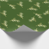 Goud kerstblad cadeaupapier (Hoek)