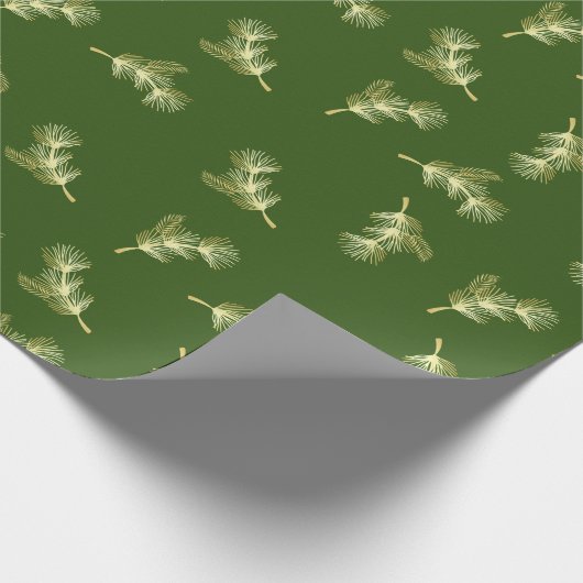 Goud kerstblad cadeaupapier (Hoek)