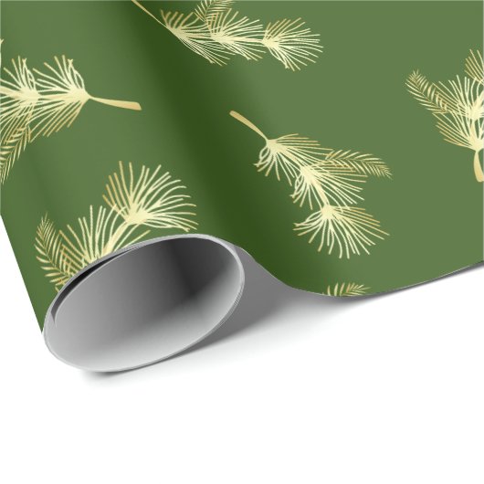 Goud kerstblad cadeaupapier (Rol Hoek)