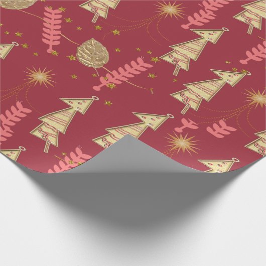 Goud kerstbomen met inpakpapier Bourgogne (Hoek)