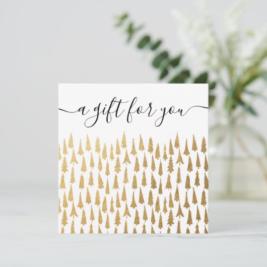 Goud kerstbomen Vakantie-cadeaubon (Staand voorkant)