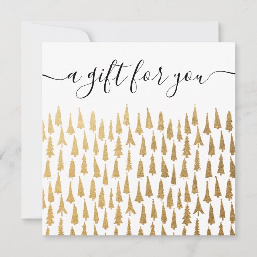 Goud kerstbomen Vakantie-cadeaubon (Voorkant)