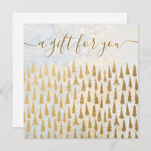 Goud kerstbomen Vakantie-cadeaubon (Voorkant / Achterkant)