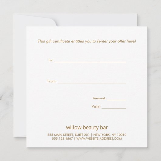 Goud kerstbomen Vakantie-cadeaubon (Achterkant)