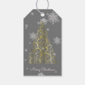 Goud kerstboom en Snowflakes Label Cadeaulabel (Voorkant)